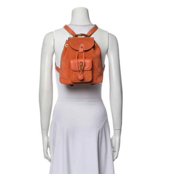 Gucci Mini Suede Bamboo Backpack Orange - Rare Color Auth